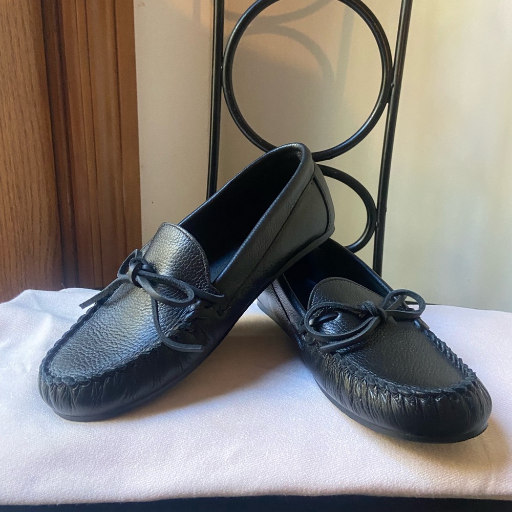 Black Leather Anthropologie Loafers
